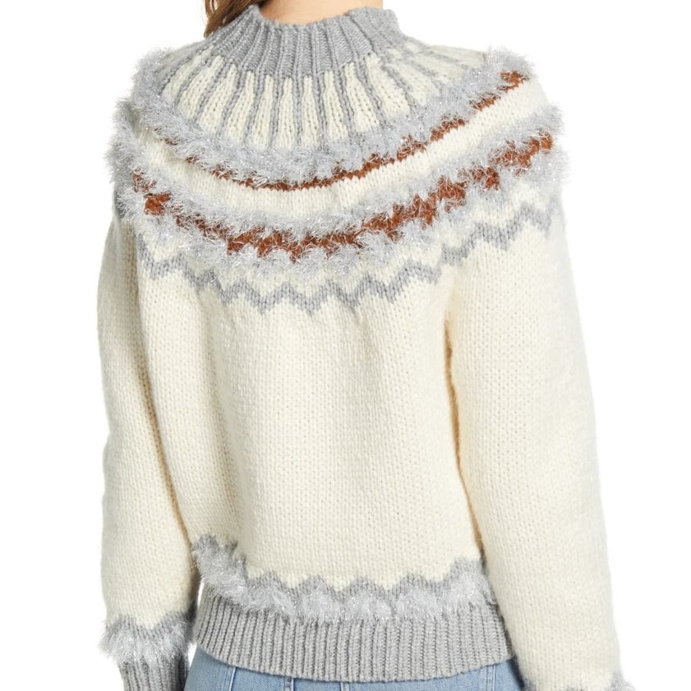 Lou & Grey Ivory & Gray Fair Isle Sweater NWT - Picture 2 of 6